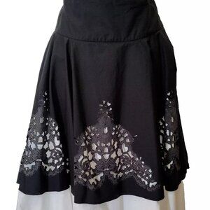 Jean Paul Gaultier Black and White A-Line Skirt